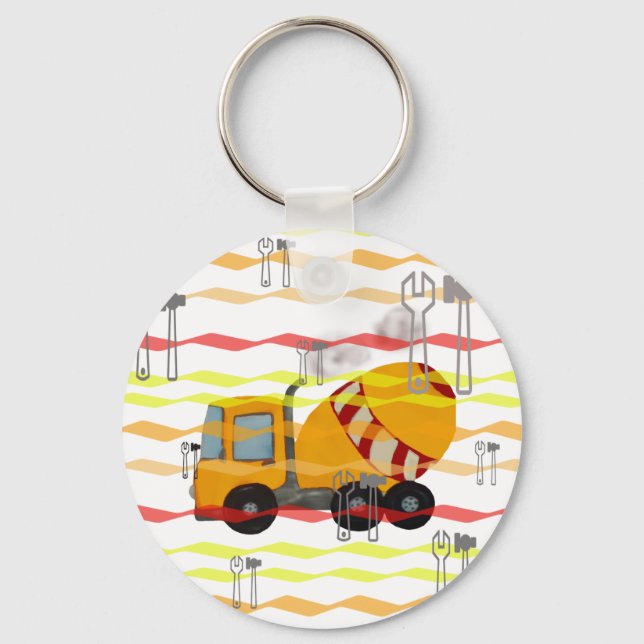 Yellow and red concrete mixer keychain (Front)