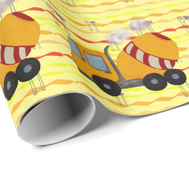 Yellow and red concrete mixer wrapping paper (Roll Corner)