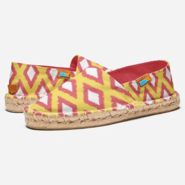 Yellow and Red Diamond Ikat Pattern