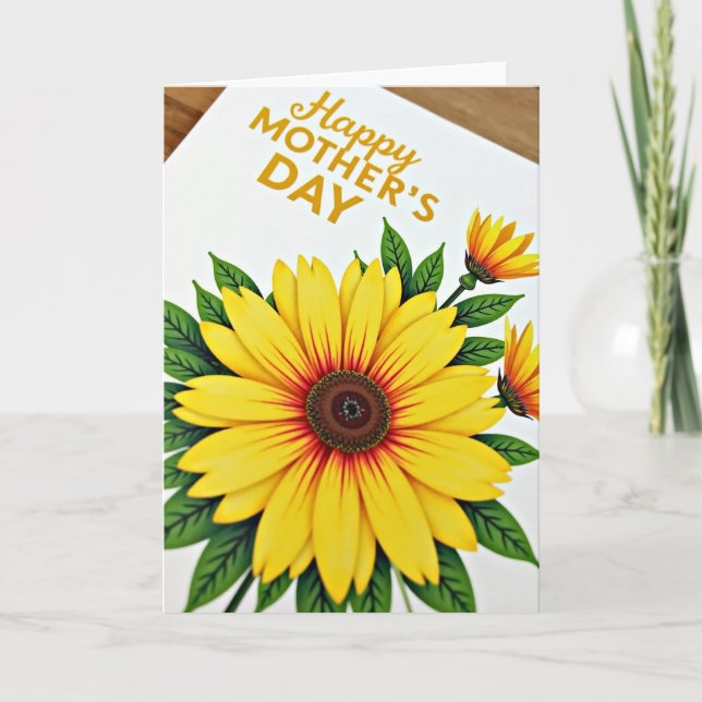 Yellow And Red Floral Card (Front)