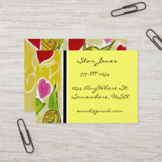 Yellow and Red Floral Hearts and Flowers Business Card