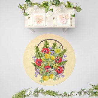 Yellow and Red Flower Basket Round 