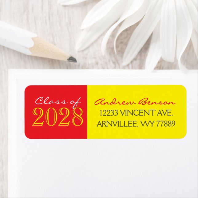 Yellow and Red Graduation Return Address Labels (Insitu)