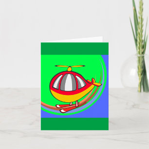 Yellow And Red Helicopter Card