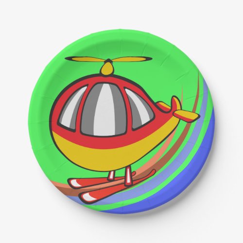 Yellow And Red Helicopter Paper Plates