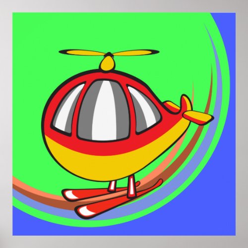 Yellow And Red Helicopter Poster