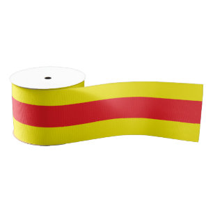 Yellow and Red Horizontal Stripes Grosgrain Ribbon