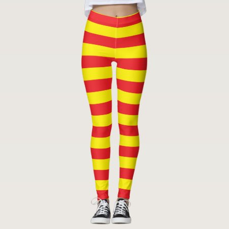 Yellow And Red Horizontal Stripes Leggings
