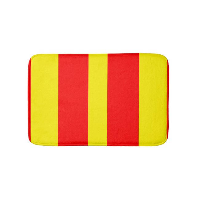 Yellow and red line stripes bath mat (Front)