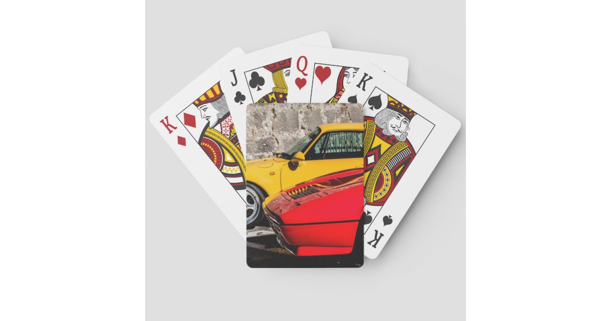 Yellow and Red luxury cars Poker Cards | Zazzle