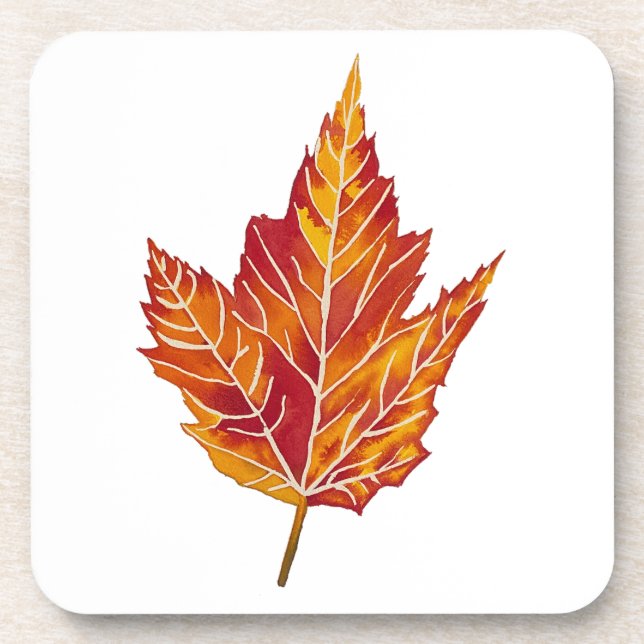 Yellow and Red Maple Leaf Coaster (Front)