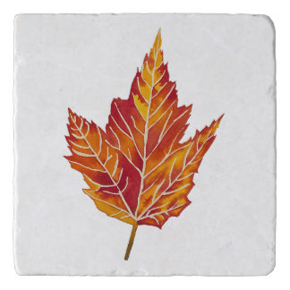 Yellow and Red Maple Leaf Stone Trivet
