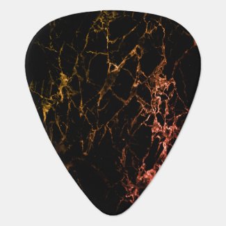 Yellow and Red Marble Design Guitar Pick