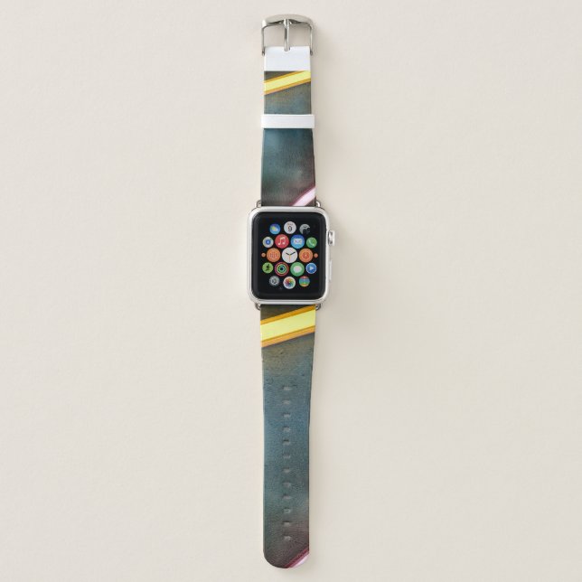 Yellow and red metal bar apple watch band (Front)