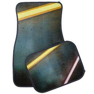 Yellow and red metal bar car floor mat