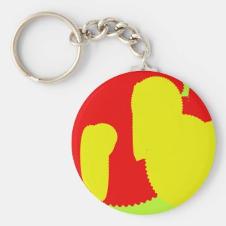 yellow and red mixing together gather abstract art keychain