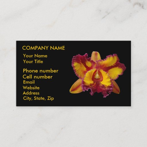 Customizable Yellow and Red Orchid Business Cards