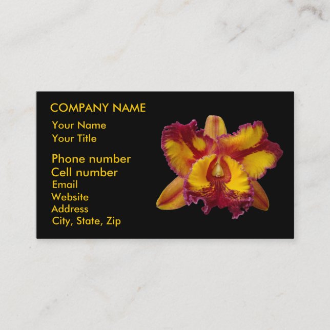Yellow and Red Orchid Business Card (Front)
