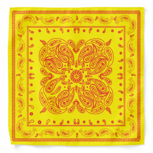 Yellow and Red Paisley Print Custom Color Bandana
