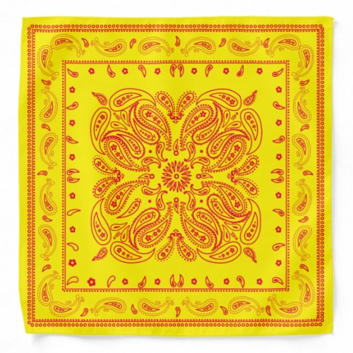 Yellow and Red Paisley Print Custom Color Bandana