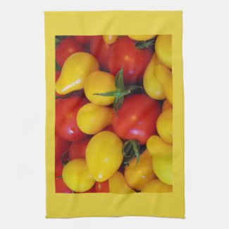 Yellow and Red Pear Tomatoes Kitchen Towel