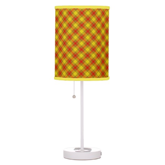 Yellow and Red Plaid Table Lamp (Right)