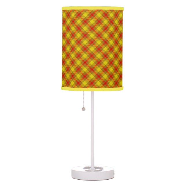Yellow and Red Plaid Table Lamp (Right)