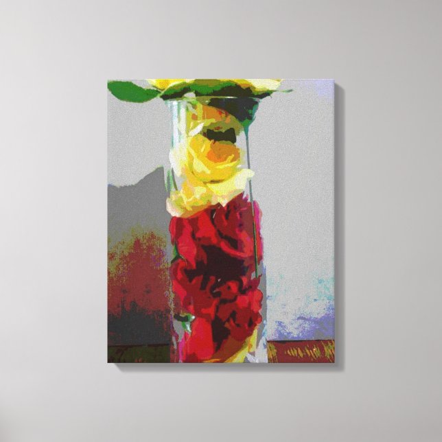 Yellow and red roses canvas print (Front)