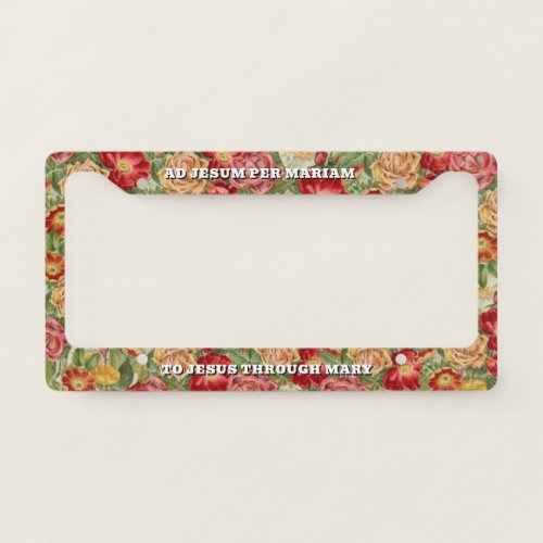 YELLOW AND RED ROSES SPRING SUMMER FLORAL GARDEN LICENSE PLATE FRAME