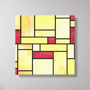 Yellow and Red Stained Glass (12x12) Canvas Print