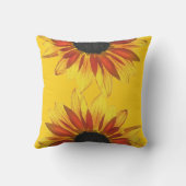 Yellow and Red Sunflower Floral Outdoor Pillow (Back)