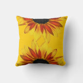 Yellow and Red Sunflower Floral Outdoor Pillow (Back)