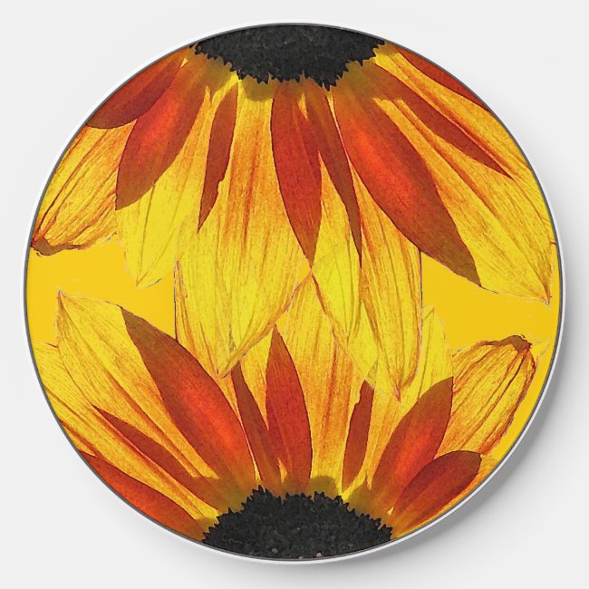 Yellow and Red Sunflower Floral Wireless Charger