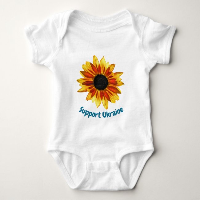 Yellow and Red Sunflower for Ukraine Baby Bodysuit