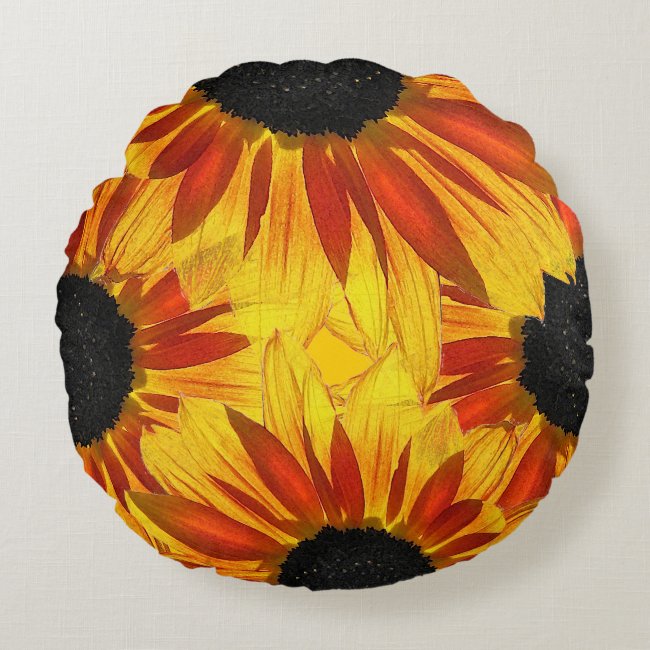Yellow and Red Sunflowers for Ukraine Round Pillow