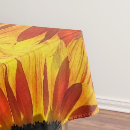 Yellow and Red Sunflowers for Ukraine Tablecloth