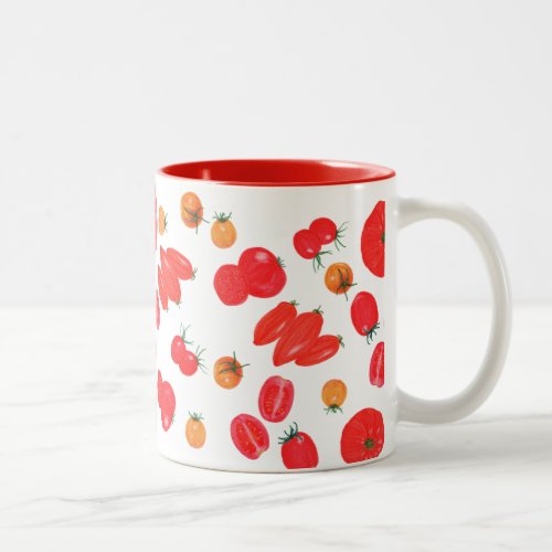 Yellow and Red Tomato Colored Pencil Drawing Two_Tone Coffee Mug