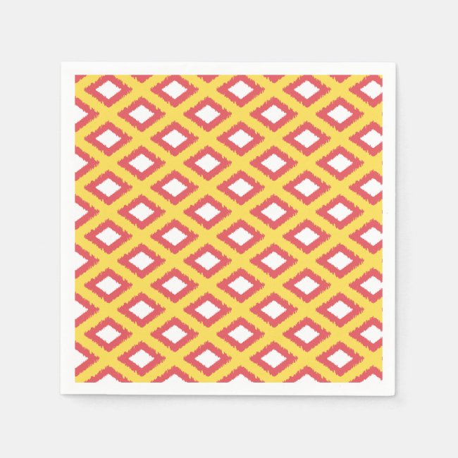 Yellow and Red Tribal Diamond Ikat Pattern
