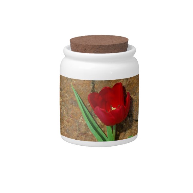 yellow and Red Tulip Candy Jar (Front)