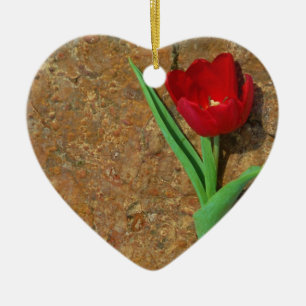 yellow and Red Tulip Ceramic Ornament