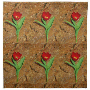 Yellow and Red Tulip Cloth Napkin