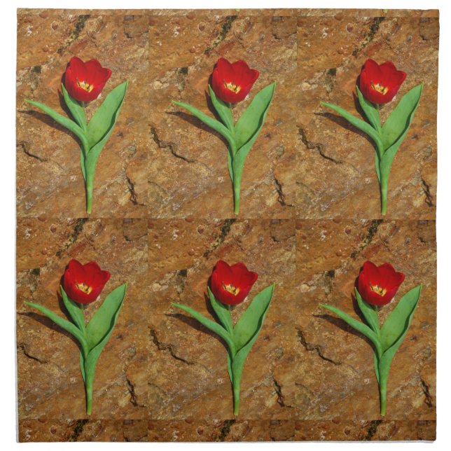 Yellow and Red Tulip Cloth Napkin (Front)