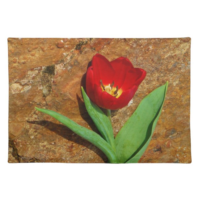Yellow and Red Tulip Cloth Placemat (Front)