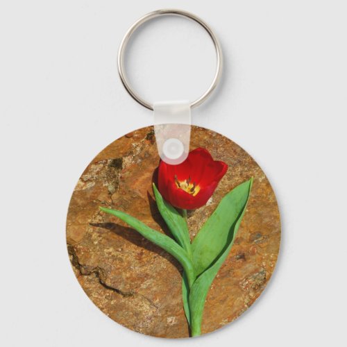 Yellow and Red Tulip Keychain