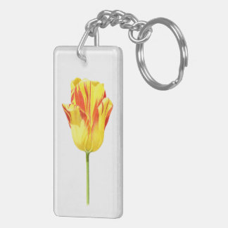 Yellow and red tulip keychain