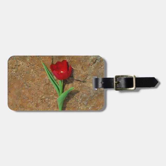 yellow and Red Tulip Luggage Tag (Front Horizontal)