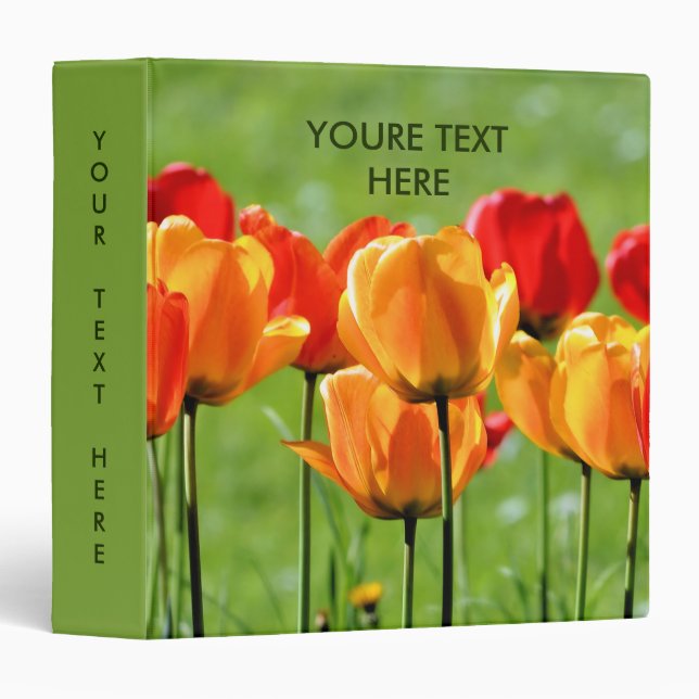 Yellow And Red Tulips 3 Ring Binder (Front/Spine)