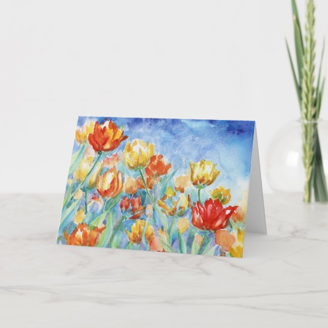 Yellow and Red Tulips Blank Notecard (Front)