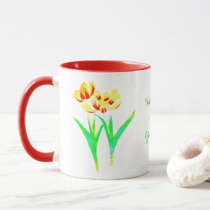 Yellow and Red Tulips Combo Mug With Text