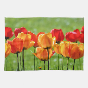 Yellow And Red Tulips Kitchen Towel